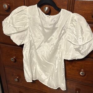 TCEC Shimmering Cream Puff Sleeve Blouse